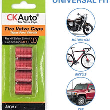 CKAuto Tire Valve Stem Caps, Black, 4 pcs/Pack, Anodized Aluminum Tire Valve Cap Set, Corrosion Resistant, Universal Stem Covers for Cars Trucks Motorcycles SUVs and Bikes