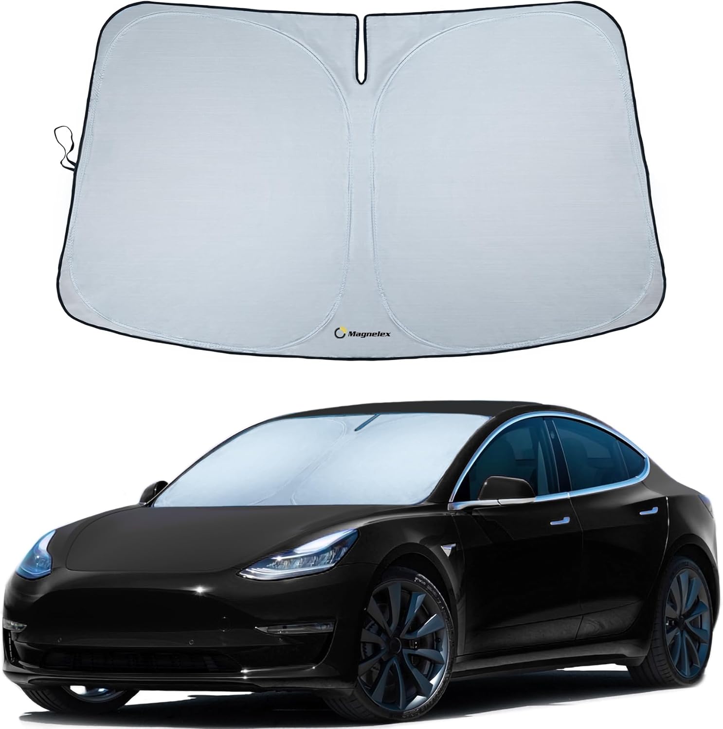 Magnelex Car Windshield Sunshade | Innovative No-Light-Pass Technology for Maximum Protection | Foldable Sun Shade Keeps Your Vehicle Cool | Fit for Cars, Trucks, and SUVs | Large (63 x 33.8 in)