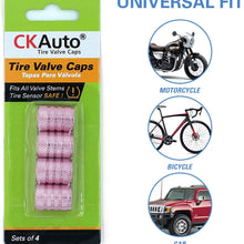 CKAuto Tire Valve Stem Caps, Black, 4 pcs/Pack, Anodized Aluminum Tire Valve Cap Set, Corrosion Resistant, Universal Stem Covers for Cars Trucks Motorcycles SUVs and Bikes