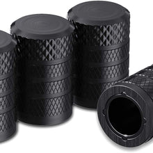 CKAuto Tire Valve Stem Caps, Black, 4 pcs/Pack, Anodized Aluminum Tire Valve Cap Set, Corrosion Resistant, Universal Stem Covers for Cars Trucks Motorcycles SUVs and Bikes