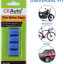 CKAuto Tire Valve Stem Caps, Black, 4 pcs/Pack, Anodized Aluminum Tire Valve Cap Set, Corrosion Resistant, Universal Stem Covers for Cars Trucks Motorcycles SUVs and Bikes