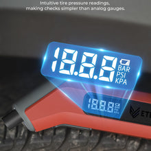 ETENWOLF T300 Digital Tire Pressure Gauge 3-200 PSI, Industrial Tire Gauge Calibrated to ANSI B40.7 Grade 2A(Plus-Minus 0.5%), Replaceable AAA Batteries (Vivid Orange)