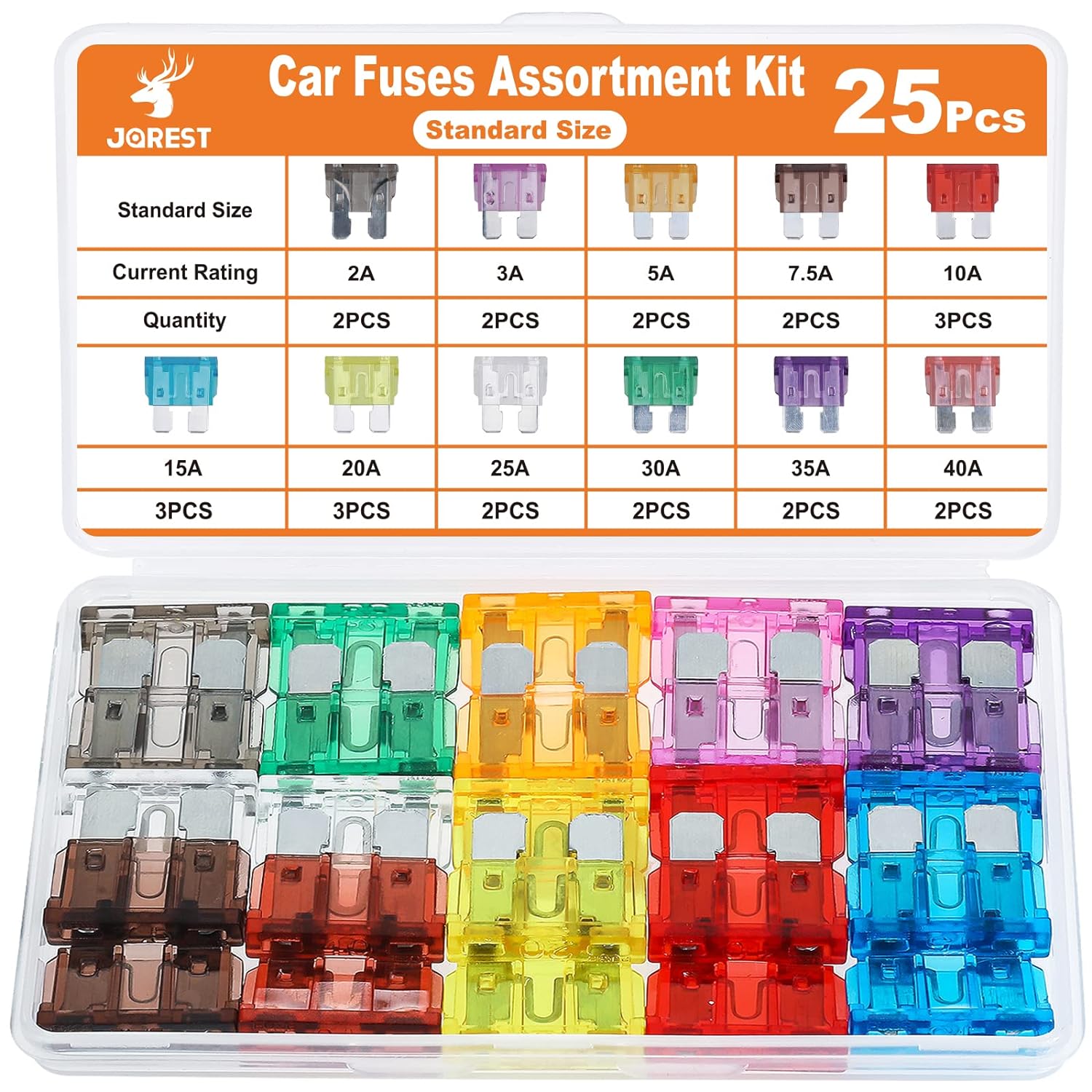 JOREST 300Pcs Car Fuse Assortment Kit, 160 Mini Blade Fuses Automotive + 90 Standard Auto Fuses + 50 Micro + Puller – Replacement for RV Camper Boat Truck (2Amp 3A 5A 7.5A 10A 15A 20A 25A 30A 35A 40A)