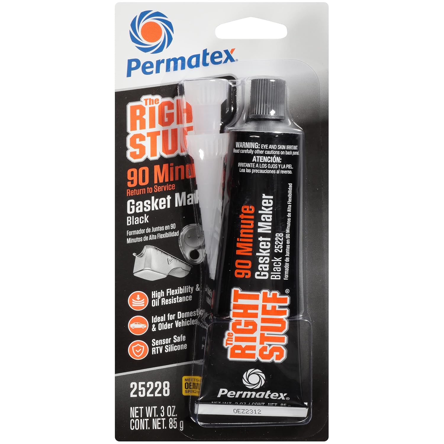 Permatex 82180 Ultra Black Maximum Oil Resistance RTV Silicone Gasket Maker, Sensor Safe And Non-Corrosive, For High Flex And Oil Resistant Applications 3 oz