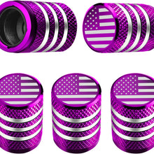 Tire Valve Stem Cap Cover - (5 Pack) Tire Air Cap Metal with Plastic Liner Corrosion Resistant Leak-Proof American Flag for Car Truck Motorcycle Bike Black