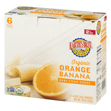 (6 Pack) Earth's Best Organic Stage 2, Orange Banana Baby Food Puree, 4 oz Pouch