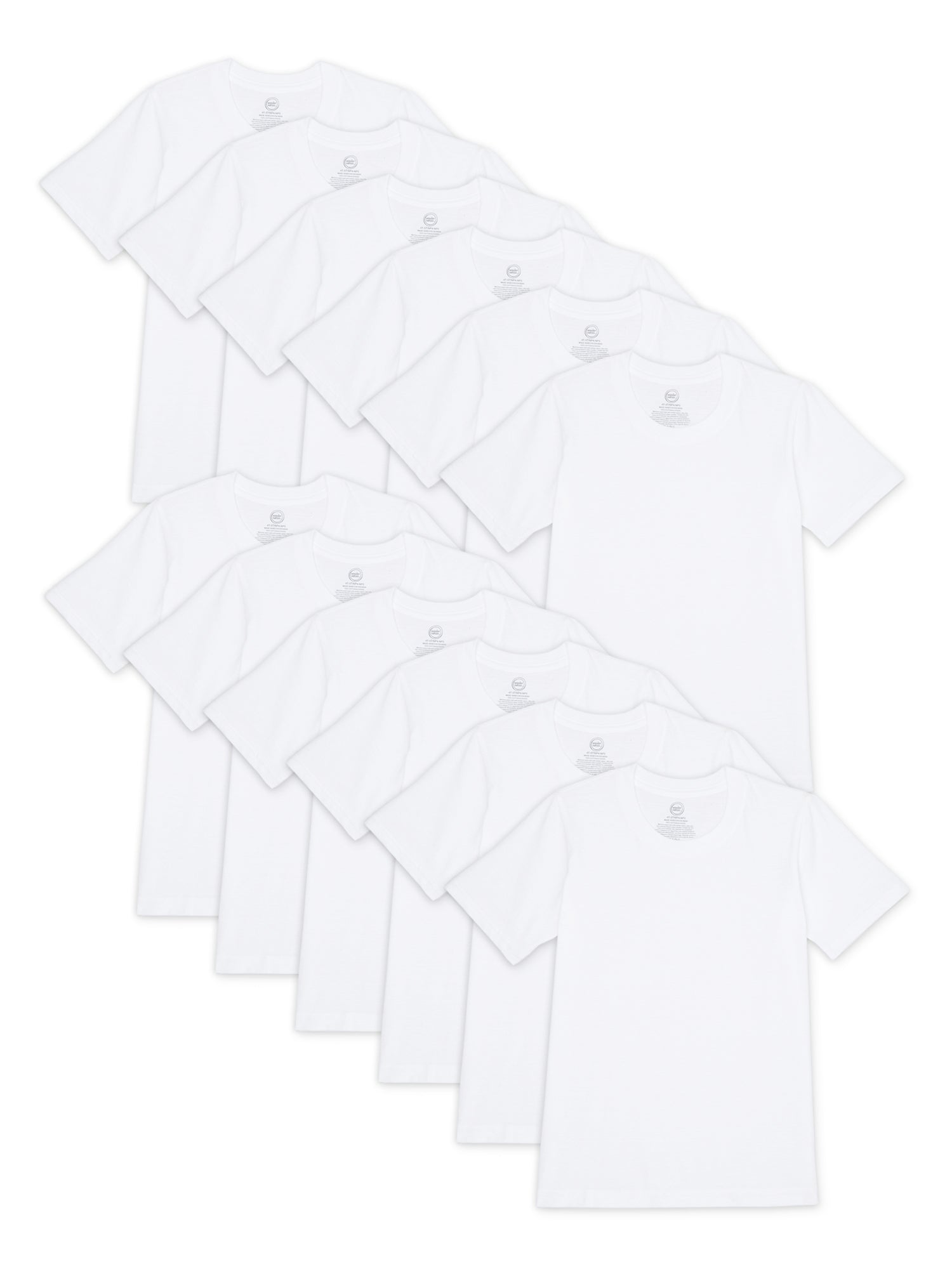 Wonder Nation Toddler Boys Undershirt, 12-Pack Crew T-Shirts