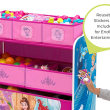 Disney Princess 4-Piece Room-in-a-Box Bedroom Set by Delta Children - Includes Sleep & Play Toddler Bed, 6 Bin Design & Store Toy Organizer and Desk with Chair