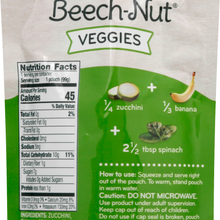 (12 Pack) Beech-Nut Veggies Stage 2, Zucchini Spinach & Banana Baby Food, 3.5 oz Pouch