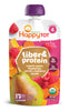 (8 Pouches) Happy Tots Organic Fiber & Protein Organic Pears, Raspberries, Butternut Squash & Carrots Fruit & Veggie Blend, 4 oz.