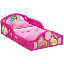 Disney Princess 4-Piece Room-in-a-Box Bedroom Set by Delta Children - Includes Sleep & Play Toddler Bed, 6 Bin Design & Store Toy Organizer and Desk with Chair