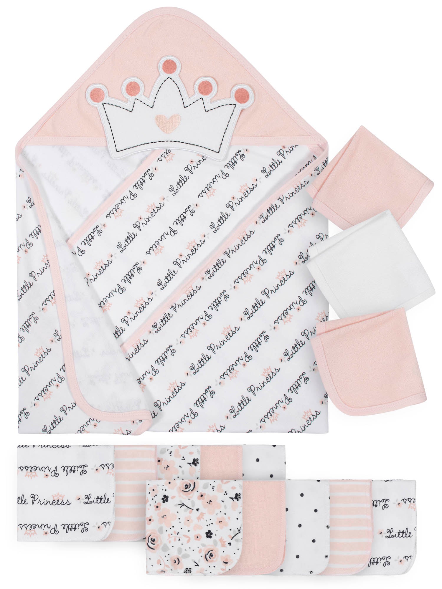 Gerber Baby Girls Organic Hooded Towel and Washcloths Bundle, 14-Piece Set