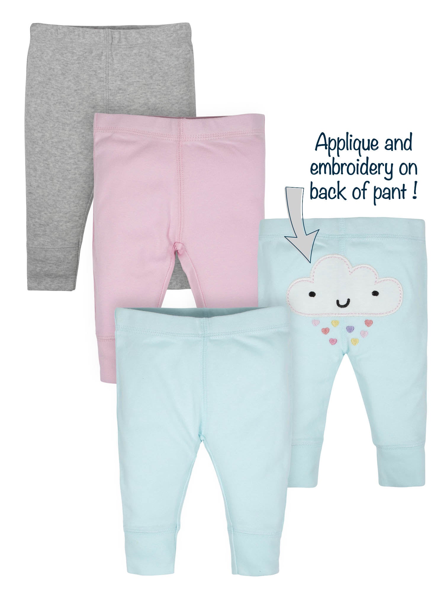 Gerber Baby Girl Organic Active Pants, 3-Pack