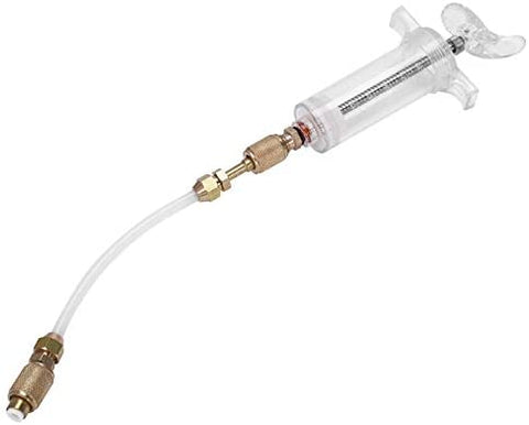JVSISM Oil/Dye Injector 30Ml 1 Oz with Low Side Quick Coupler 1/4 SAE R134A Manual Oiler A/C Oil Injector,Automotive Air Conditioning Coolant Filling Tube Injection Tool