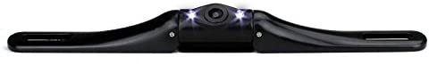 Car Backup Camera - Durable Metal Chrome Silver LED Night Vision License Plate Mount Style - Easy Installation, Waterproof, High-Definition