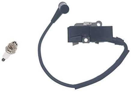 PARTSRUN #544047101 Ignition Coil with BM6A Spark Plug for Husqvarna Husky 340, 345, 346, 350, 351, 353, 357, 359, 362, 365, 371, 372XP, 385, 390 JONSERED 2065 2071 2141 2145 2149 2150 2152 ZF183-HHS