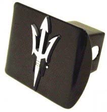 Electroplate Arizona State University Sundevils Black and Chrome with Pitchfork Emblem Metal Trailer Hitch Cover Fits 2 Inch Auto Car Truck Receiver with NCAA College Sports Logo