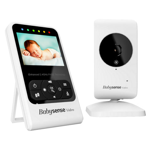 Compact Video Baby Monitor with Camera and Audio, Long Range, Room Temperature, Infrared Night Vision, Two Way Talk Back, Lullabies and High Capacity Battery, Model V24R