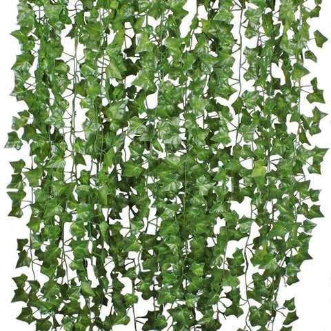 12 Strands Fake Ivy Leaves Artificial Ivy Garland Greenery Decor Faux Green Hanging Plant Vine for Wall Party Wedding Room Home Kitchen Indoor & Outdoor Decoration