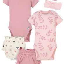 Modern Moments by Gerber Baby Girl Onesies Bodysuits, Diaper Cover, and Headband Set, 6-Piece