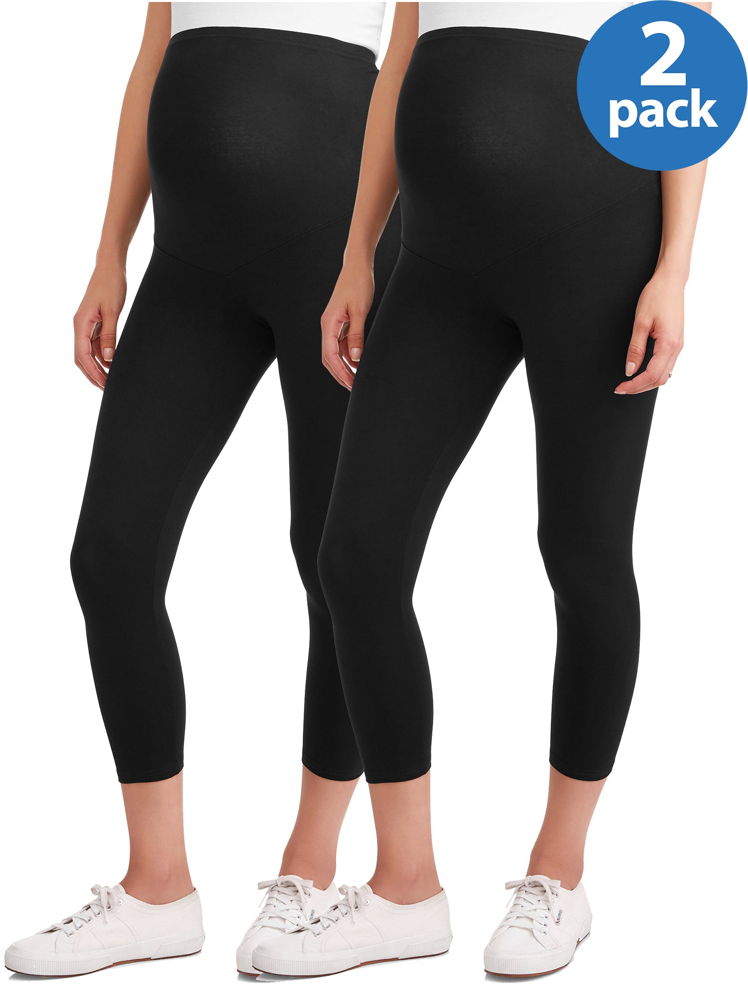 Maternity Oh! Mamma Legging Capris with Full Panel, 2-Pack