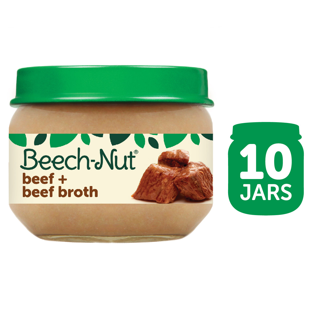 (10 Pack) Beech-Nut Stage 1, Beef & Beef Broth Baby Food, 2.5 oz Jar