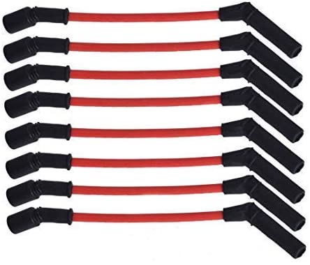 10.5 mm High Heat Spark Plug Ignition Wire Wires Set, Fit for LSx LS1 LS2 LS3 LS6 LS7,Fit for Chevrolet Cadillac Pontiac GMC Savana Sierra Avalanche Camaro Express Silverado Trailblazer 1500 2500 3500