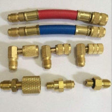Iinger 8pcs Car Air Conditioner Refrigeration R134A R12 Converting Adapter Hose Set Kits Air Condition Adapters Connector Hose A35