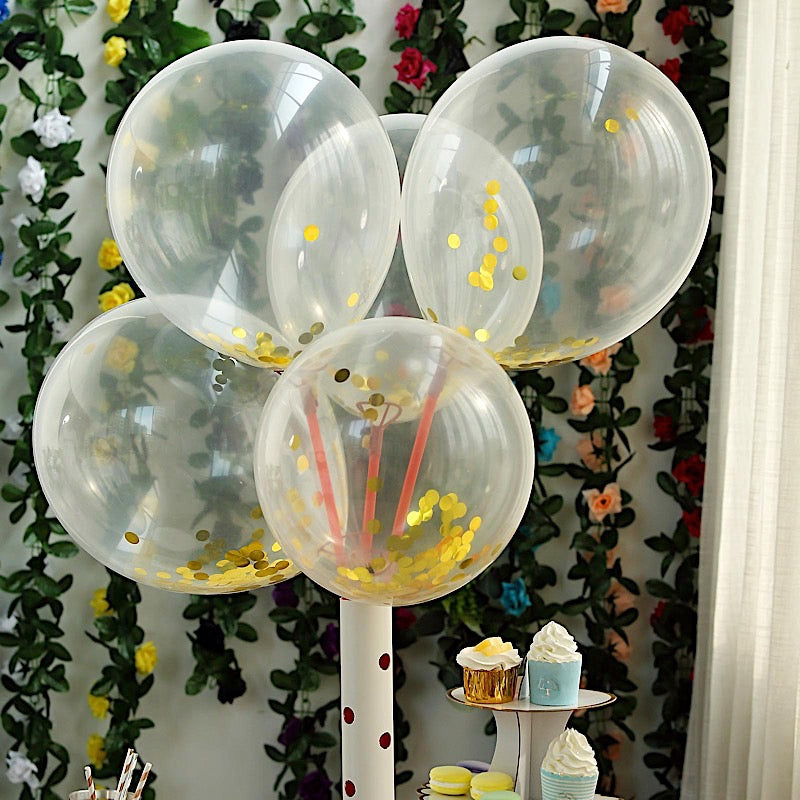 BalsaCircle 10 pcs 12-Inch Clear with Confetti Round Latex Helium Balloons - Wedding Events Birthday Reception Party Decorations