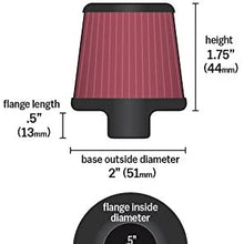 K&N Vent Air Filter/Breather: High Performance, Premium, Washable, Replacement Engine Filter: Flange Diameter: 0.375 In, Filter Height: 1.75 In, Flange Length: 0.5 In, Shape: Breather, 62-1600RD