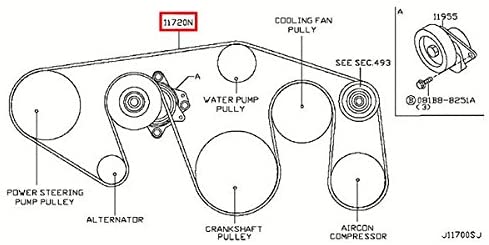 Infiniti Genuine Compressor Power Steering Alternator Fan Belt 11720-1LA0A QX80/QX56