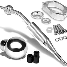 Manzo Short Throw Shifter (Chrome)+Shift Knob (Aluminum, Black with White Shift Pattern, Round Shape, 5-Speed) Works With 83-87 Corolla GTS AE86 MT