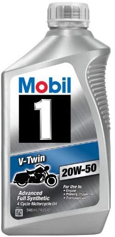 Mobil 1 96936 20W-50 V-Twin Synthetic Motocycle Motor Oil - 1 Quart (Pack of 6) by Mobil 1