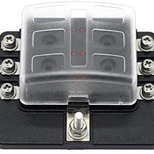 12V 24V 6-Way Car Truck Auto Blade Fuse Box Fuse Block Holder with Fuses for Car Marine Waterproof Cover Blade Fuse Holder