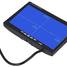 EKYLIN 7" TFT LCD Car Rearview Quad Split Monitor,Remote Control, 4 Channels 4-PIN Connector Video Inputs Shockproof - 12V-24V 800480HD Screen w/Sunshade Anti-Glare