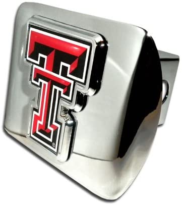 Texas Tech Red Raiders Bright Polished Chrome with Color TT Emblem NCAA College Sports Trailer Hitch Cover Fits 2 Inch Auto Car Truck Receiver