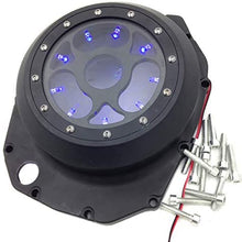 HTTMT MT313-001A- Blue LED Chrome See through Engine Clutch Cover Compatible with Suzuki GSXR1300 Hayabusa 1999-2013 / Suzuki B-king 2008-2009