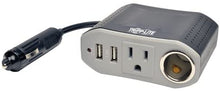 Tripp Lite 200W Car Power Inverter with 2 Outlets & 2 USB Charging Ports, Cup Holder Design, Auto Inverter (PV200CUSB),Gray