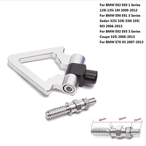 EpmanCar Sport Racing Tow Hook Front Rear Trailer Towing Bars for BMW E82 E88 E90 E91 E92 E93 JDM Euro Style TK-RTHLPH017 (Sliver)