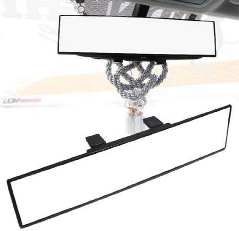 iJDMTOY Universal Fit JDM 300mm 12-Inch Wide Flat Clip On Rear View Mirror For Car SUV Van Truck, etc