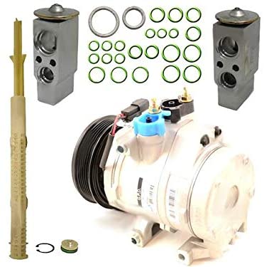 A/C Compressor Kit - with Compressor, Accumulator/Drier, Front Expansion Valve, Rear Expansion Valve, and O-ring Seal Kit - Compatible with 2007-2009 Ford Expedition 5.4L V8 (with Rear AC)