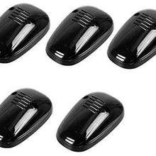 5pcs Black Smoked Lens Amber LED Cab Roof Marker Lights, KOMAS Roof Top Lamp Clearance Running Light Replacement for Truck SUV 1999-2002 Dodge Ram 1500 2500 3500 4500 (Black Smoked Lens& Amber LED)