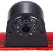 HD IP68 1280pixels Third Roof Top Mount Brake Lamp Reverse Rear View Backup Camera Angle and Distance Adjustable IR Night Vision for F o r d Transit 3 Van Transporter 2014-2015 (NO.7882)