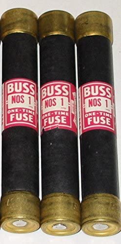 Copper Bussmann NOS-1 Amp 600V Fuse, NOS One Time, 1A NOS1 Buss (3 PACK)