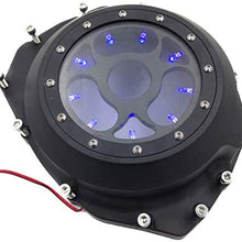 HTTMT MT313-001A- Blue LED Chrome See through Engine Clutch Cover Compatible with Suzuki GSXR1300 Hayabusa 1999-2013 / Suzuki B-king 2008-2009
