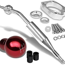 Manzo Short Throw Shifter (Chrome)+Shift Knob (Aluminum, Black with White Shift Pattern, Round Shape, 5-Speed) Works With 83-87 Corolla GTS AE86 MT