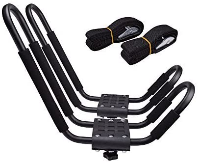 TMS J-Bar Rack HD Kayak Carrier Canoe Boat Surf Ski Roof Top Mounted on Car SUV Crossbar