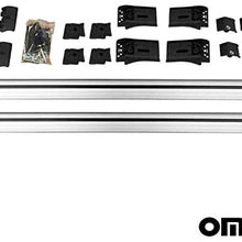 OMAC Silver Aluminum Roof Top Wing Bar Cross Bars Cargo Rack - Luggage, Ski, Kayak Carrier | 165 LBS / 75 KG Load Capacity - Set 2 Pcs | Fits Audi Q7 (4L) 2007-2015