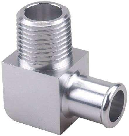 Chrome Billet Aluminum 90° Deg Heater Hose Fitting 5/8 Inch 1/2 Inch NPT SB BB for Chevy