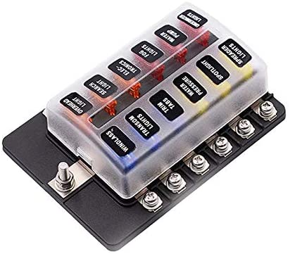 12V 24V Blade Fuse Box Holder 12/6 Ways Modified Fuse Box Terminal Block with Warning Light for Car Boat Marine Trike (Color : Army Green)
